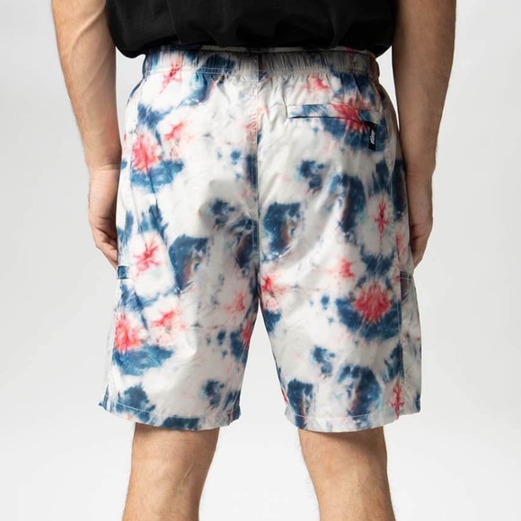 stussy tie dye sport fully mesh lined multi-pockets shorts cargo pockets large - Picture 6 of 11